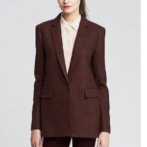 Banana Republic | Burgundy Tweed Boyfriend Blazer